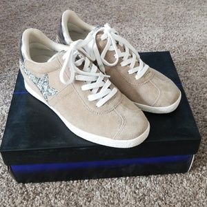 NIB silver and beige sneakers